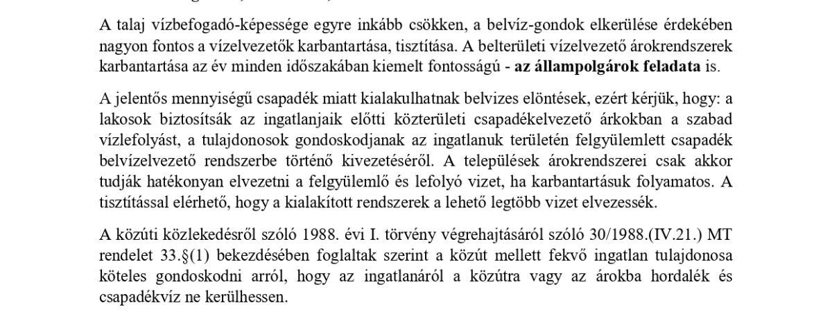 Vízelvezető árkok tisztítása, karbantartása