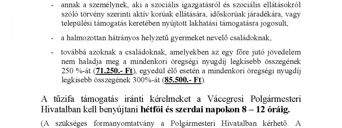 Szociális tűzifa támogatás