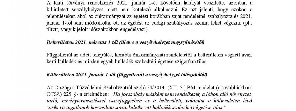 Szabadtéri tüzek megelőzésére felhívás